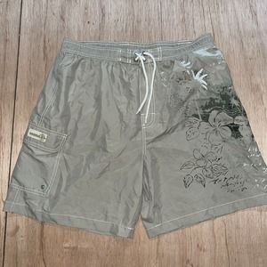 Caribbean Joe Mens Shorts Large Floral‎ Lined Swim Trunks Cargo Pocket